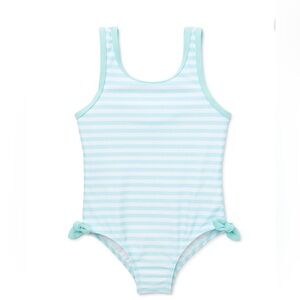 Striped girls one piece swimsuit